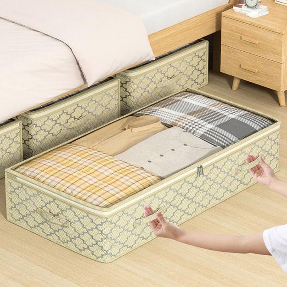 Non-Woven Fabric Under Bed Storage Bag Dual Zipper Large Capacity Clothing Blanket Storage Bag Moisture-Proof Clear Window
