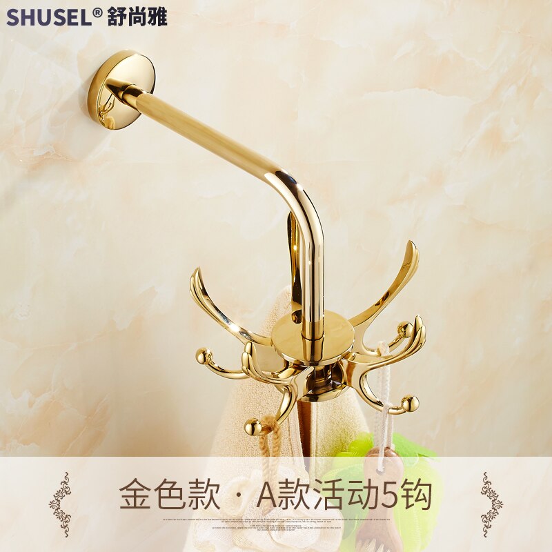 Slaapkamer Beweegbare Kleding Haak Europese Stijl Haak Kledingrek Muur Opknoping Enkele Haak Gouden Antieke Jas Rack Roterende