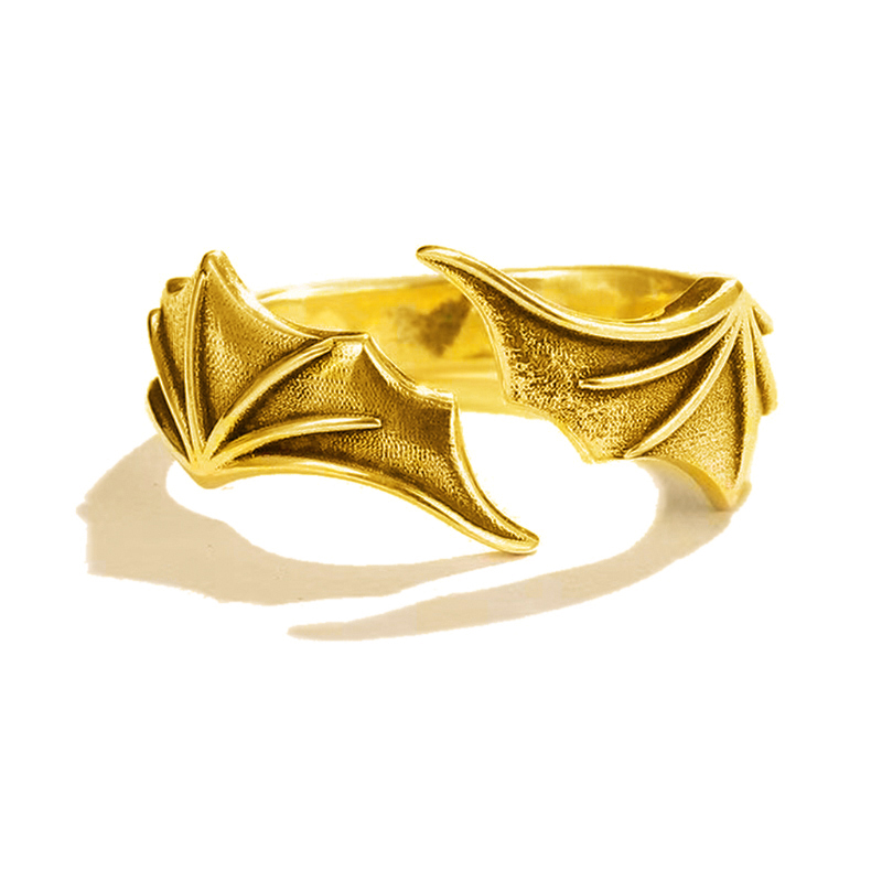 Anillo gótico Punk con alas de Ángel y diablo ajustable para mujer, anillos finos de Hip Hop para mujer, conjunto de joyería para de Navidad para pareja: Color chocolate