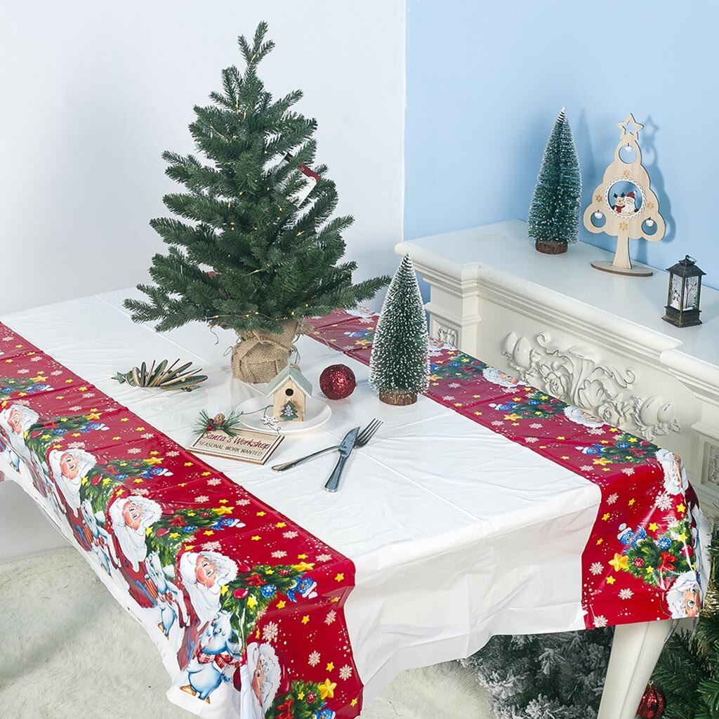 Ew Kerstversiering Pvc Tafelkleed 180*110 Cm Kerst Tafel Waterdicht Kerst Decoraties Voor Home #15