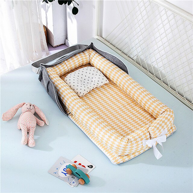 Tragbare Baby Nest Bett Reise Neugeborenen Kokon Für Schlaf Nest Weiche Waschbar Und Atmungsaktive Infant Schlafen Bett Mit Kissen: Yellow