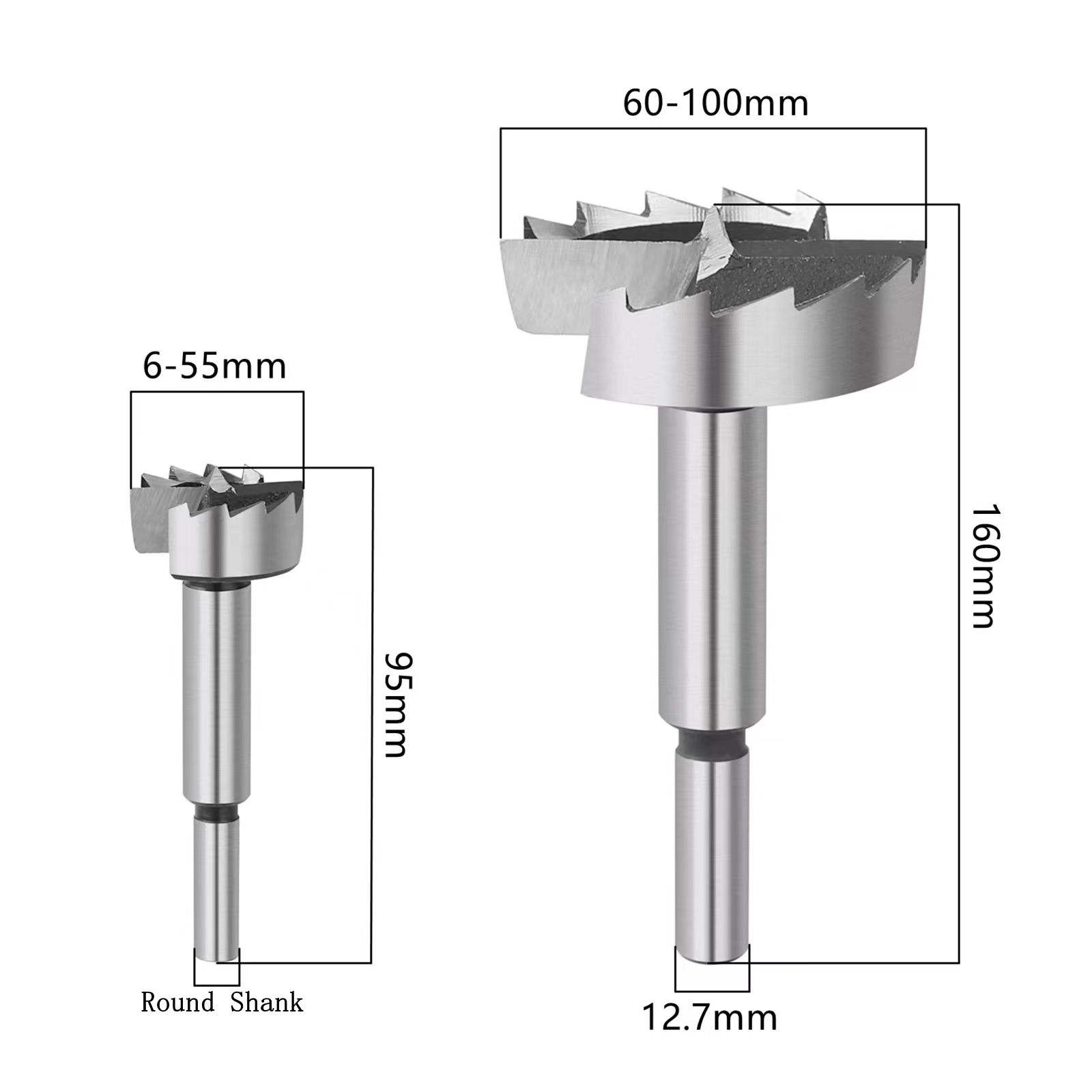 Versery, 1 unidad, 6mm-100mm, herramientas de carpintería Forstner, sierra perforadora, bisagra, brocas perforadoras, vástago redondo, cortador de acero rico en carbono