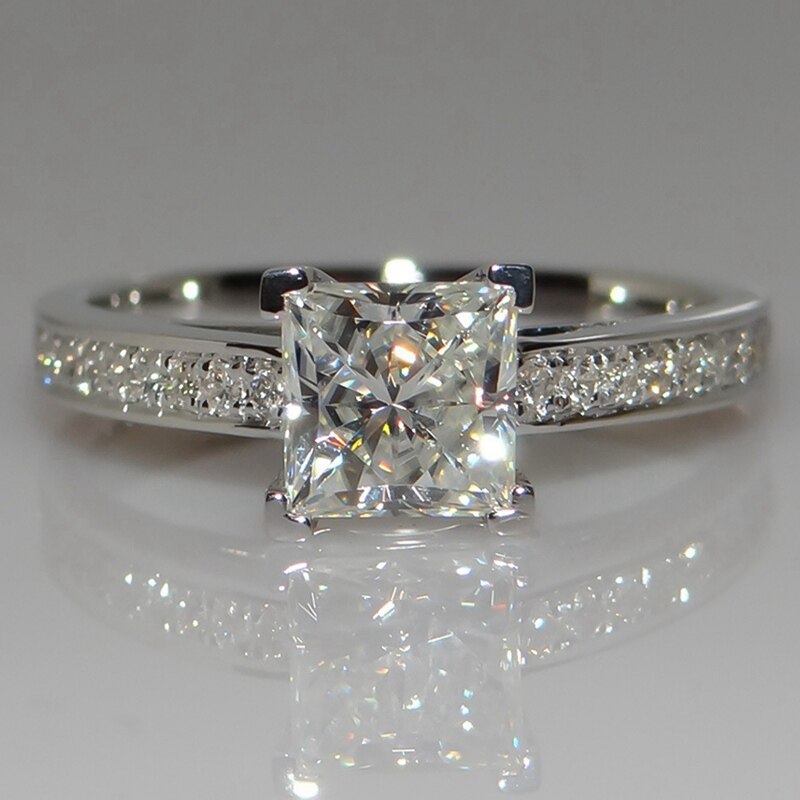 Desgin store firkantede havblå stenringe til kvinder smykker bryllup forlovelse luksus indlagt sten cubic zirkon ringe