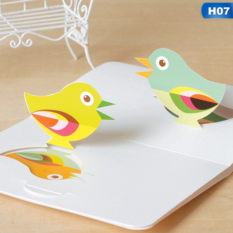 Tarjetas de Felicitación de cumpleaños con sobre para niños, tarjeta de de Navidad, , boda, manualidades decorativas 3D Pop-Up: H07