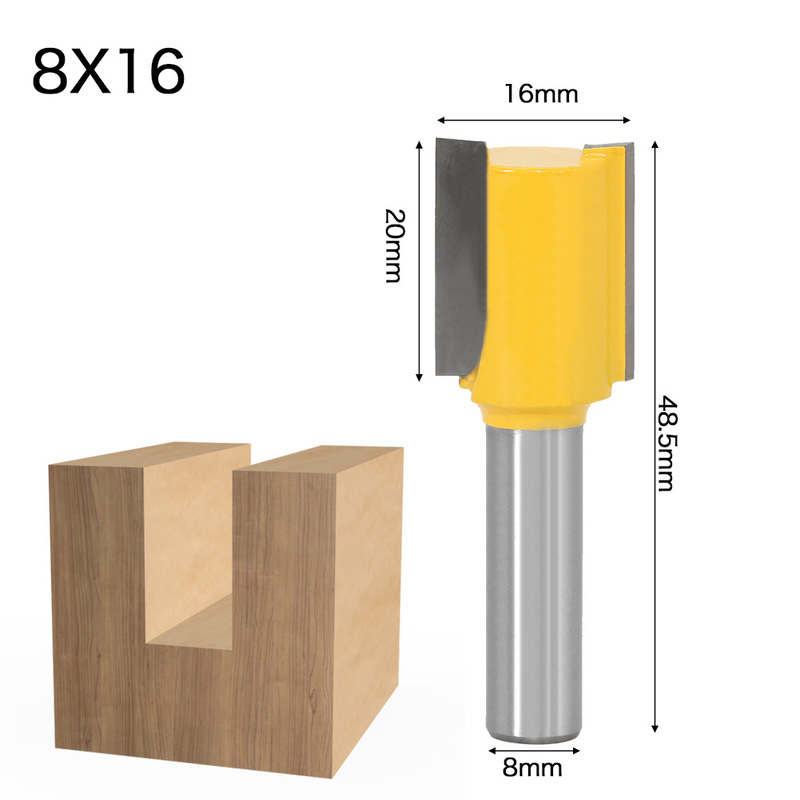8mm skaft flush trim freser bit rett kniv trebearbeiding ren gravering fres for tre arbeider trimme kniv: 8 16