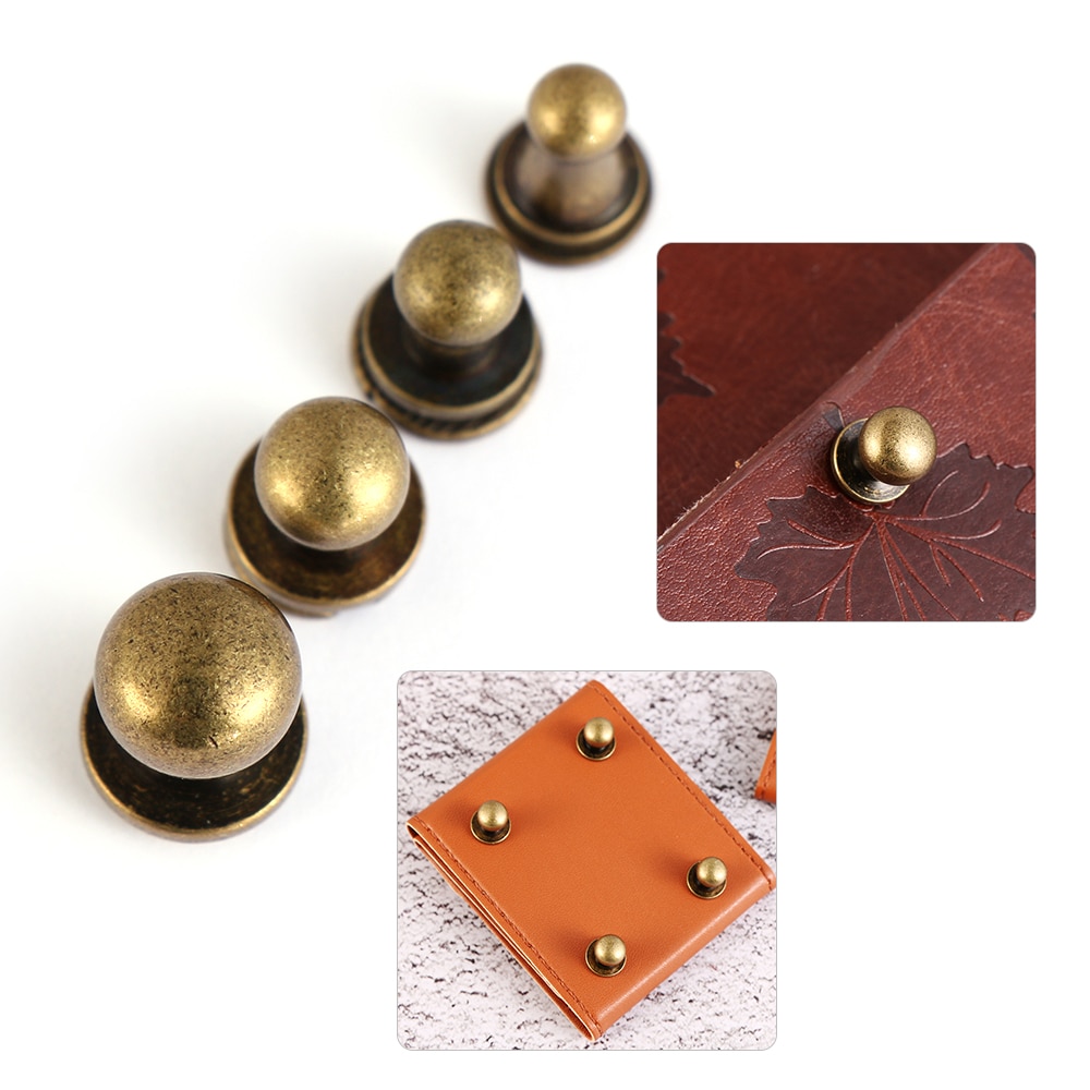 10PCS Monk Head Screws Leather Metal Craft Belt Wallet Solid Brass Nail Rivets Screws Bags Accessories Tacks