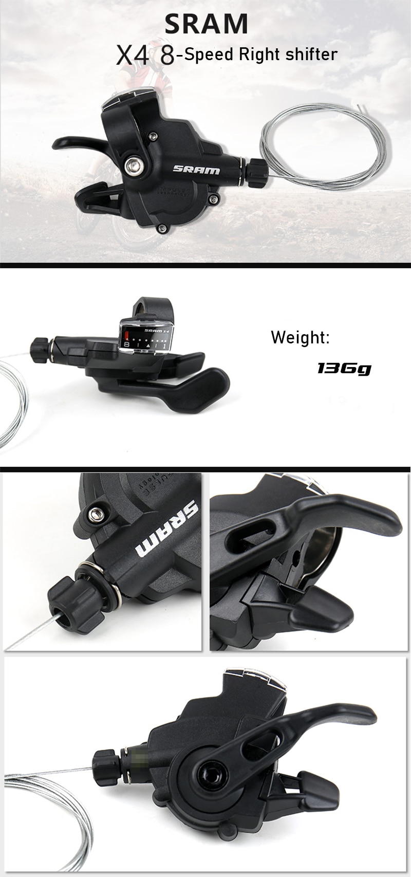 SRAM X4 MTB bicycle Groupset Trigger Shifter Lever 8s 8Speed with window Rear derailleur Middle Cage 9s 8s 7s black bike kid