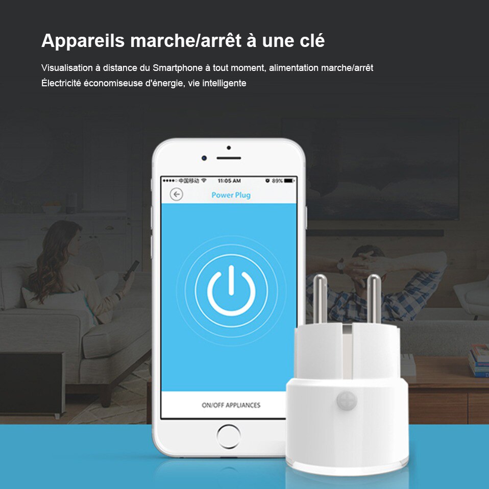 Avatto 16a /3680w frankrike standard wifi smartplugg med strømmonitor, mini smart stikkontakt fungerer med google hjem, alexa ekko