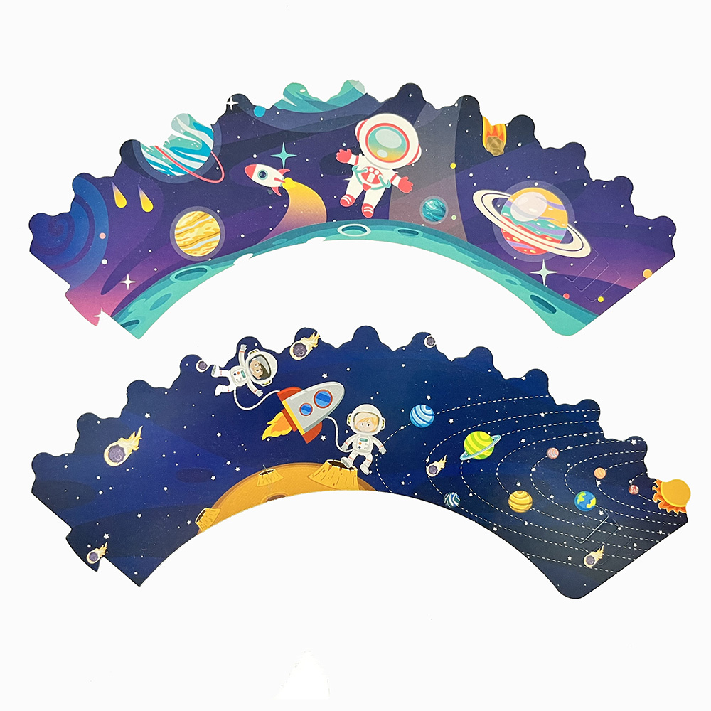 Ytre Rom Cupcake Toppers og Wrappers Romtema Fest Cupcake Dekorasjoner for Barnebursdag Babyshower Fest