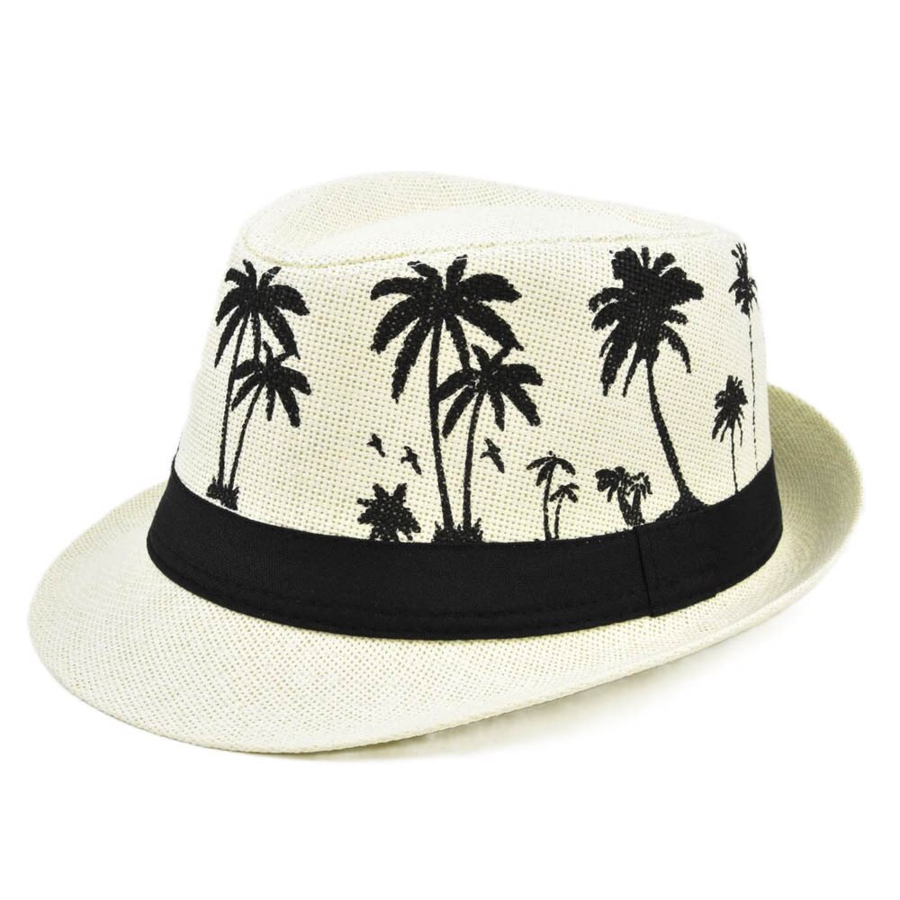 Coconut tree Beach Sun Hat Men Summer short brim Fedoras Panama Straw Jazz Hat Women Sunhat chapeau paille: 4