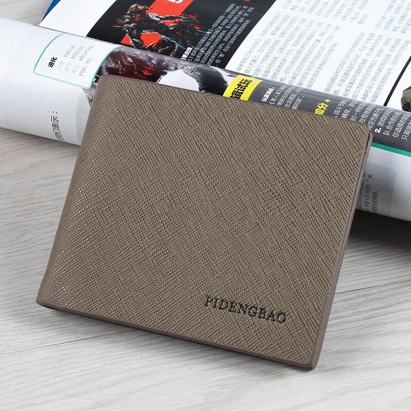 Pidengbao Neue Brieftasche der Männer Kurze Brieftasche Kreuz-abschnitt Koreanische Schüler Brieftasche Dünne Kreuz aufbringen Brieftasche: Kakifarbig