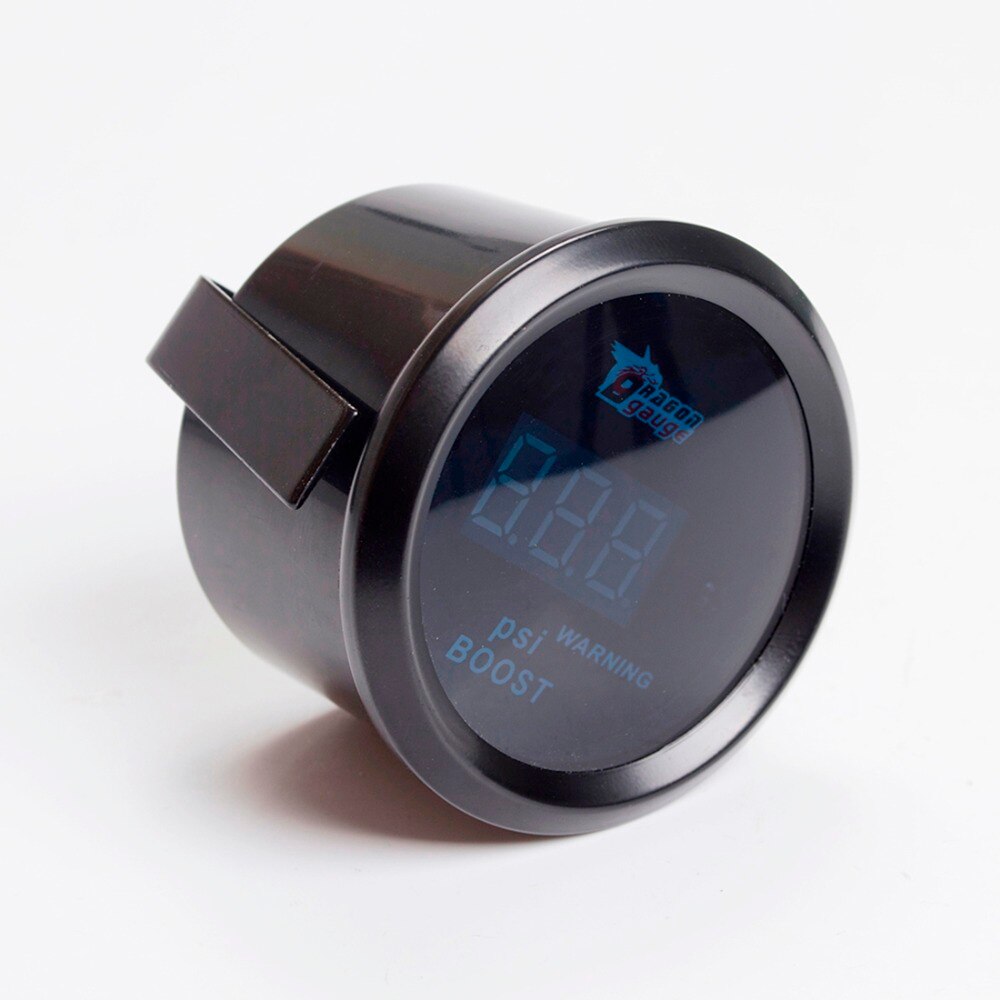 Dragon gauge bilmåler 2 " 52mm psi/bar turbo boost gauge bilmåler blå led digitalt display sort fælg skal til 12v køretøjer