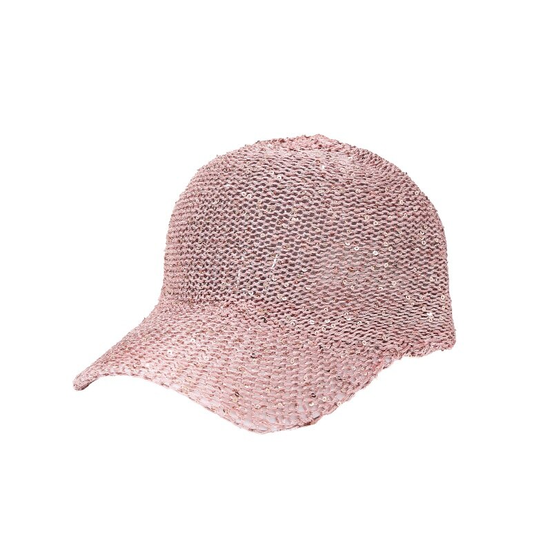 Sport baseball pet katoenen bling ster bedrukt geborduurde hoed sportkleding hiphop hoed outdoor zonnebrandcrème ademend mesh pet: Roze