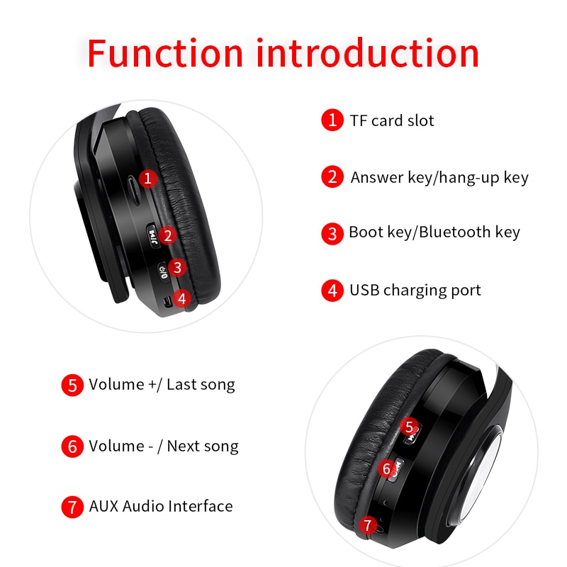 Wireless Headphones Bluetooth Headset Foldable Stereo Headphone Gaming Earphones Support TF Card With Mic For PC All phone Mp3