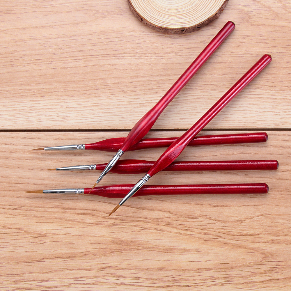 1PC Houten Handvat Nylon Haar Aquarel Haak Lijn Pen Penselen Tekening Borstel Schilderen Pen Kalligrafie Art Supplies