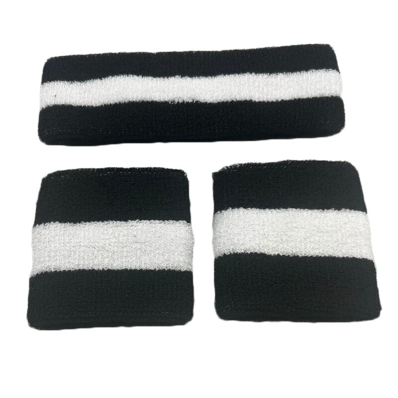 Mannen Vrouwen Sport Polsbandjes Voor Tennis Yoga Hoofdband Volleybal Pols Brace Guard Basketbal Fitness Handdoek Zweetband Head Band: 1 set 01