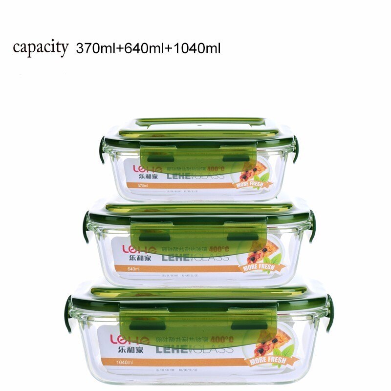 Microwave Oven Heating Lunch Box For Office Worker Leakproof Glass Lunch Box Set Round With Lid Seal Health Food Container: F