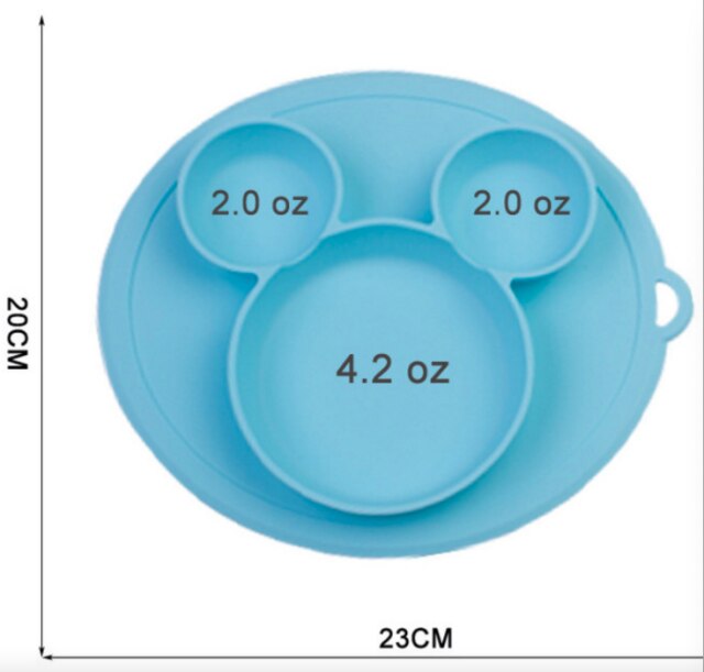 Barn skål tallerkener baby mating silikon tallerken #39 integrerte baby silicagel fat: Himmelblå