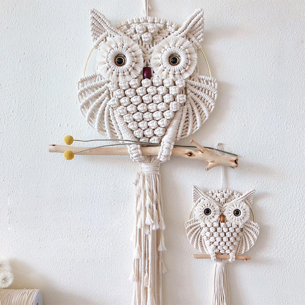 Novedosos búhos atrapasueños macramé de algodón para colgar en la pared borlas hechas a mano atrapasueños decoración del hogar 15/30cm