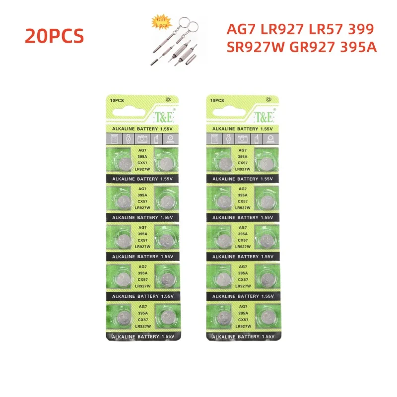 10-100 sztuk bateria AG7 LR927 LR57 SR927W 399 GR927 395A 1.55V ogniwa baterie pastylkowe robić zegarków zabawki zdalne: czarny