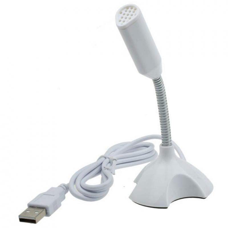 Micrófono de voz Mini USB para estudio, micrófono para portátil ajustable, micrófono con soporte para PC de escritorio de: white