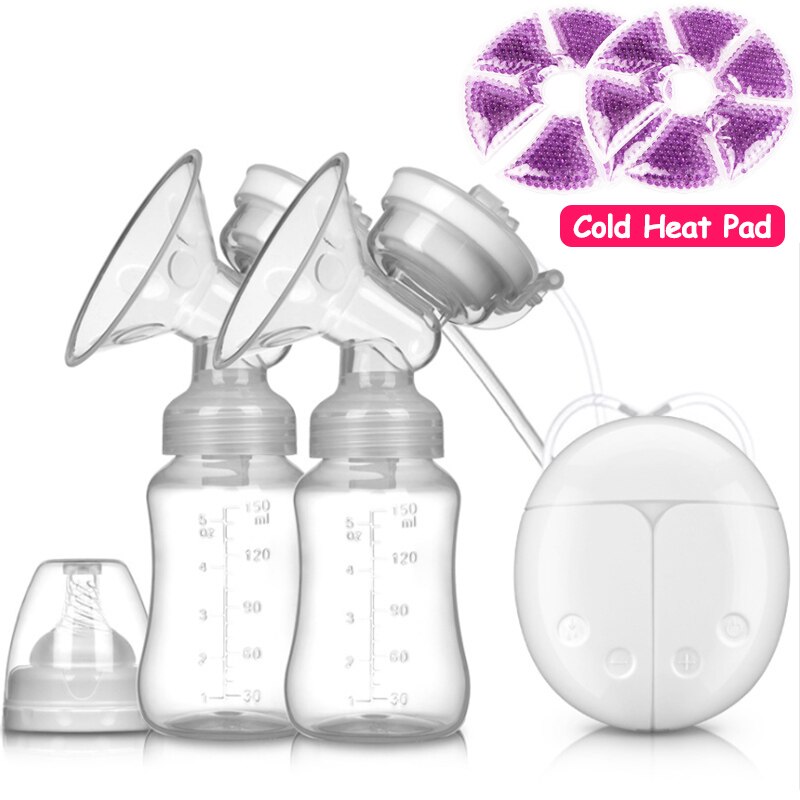 Enkele Dubbele Elektrische Baby Melk Borst Pompen Usb Krachtige Zuigkracht Tepel Pomp Met Fles Koude Warmte Pad Borstvoeding Gereedschap: 9