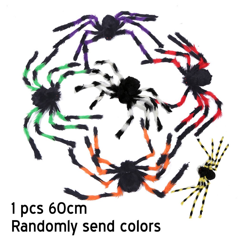 Honji 30/50/75cm araignées en peluche noires et multicolores pour halloween, jouet pour enfants, style amusant pour décoration de fête d'halloween: Multicolore -30cm / Multicolore -60cm