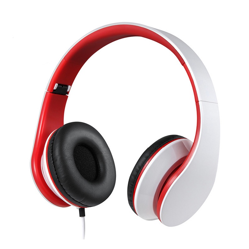 Wired Kopfhörer Stereo Headfone Große Ohrenschützer Casque Audio Headset Kopfhörer Für PC Aux Kopf Telefon Set Für Computer Handy: white red