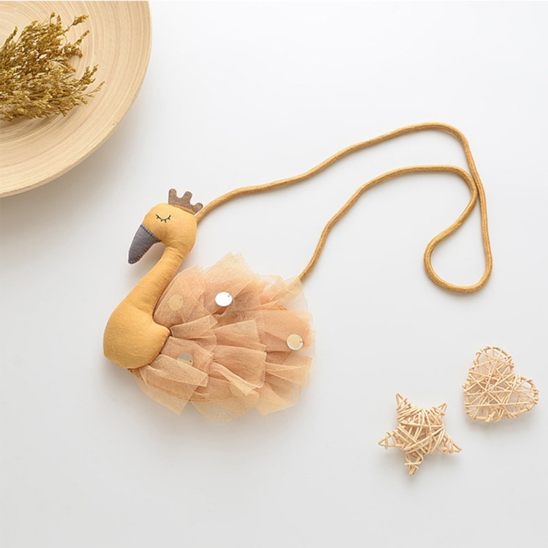 Girls Plush Backpacks Children Coin Purse Wallet Kids Girl Handbag Kid Shoulder Bag 3D Swan Baby Small Lace Bags