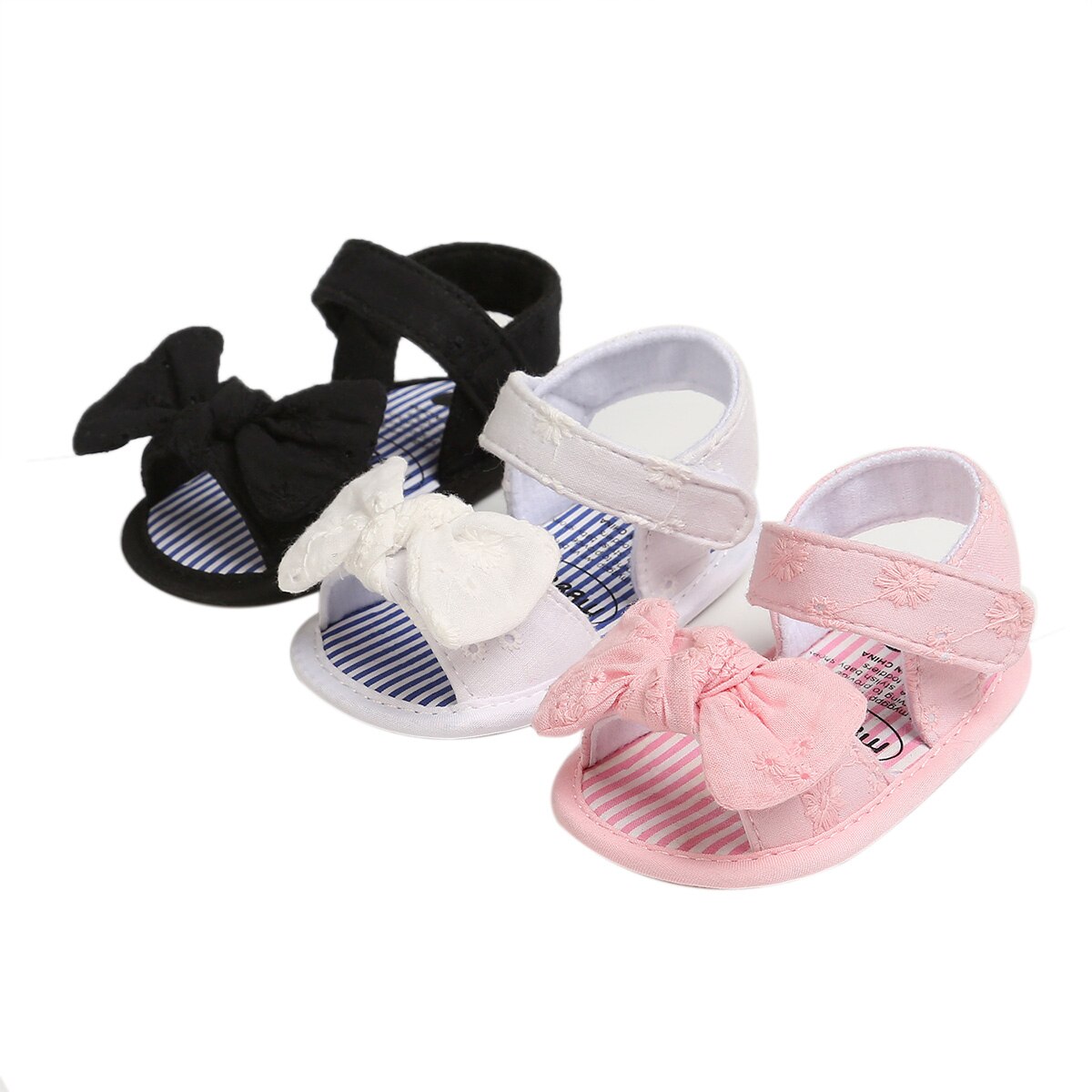 0-18m peutermeisjes zomersandalen open teen antislip zachte zool platte prinsessensandalen met strik babyschoentjes