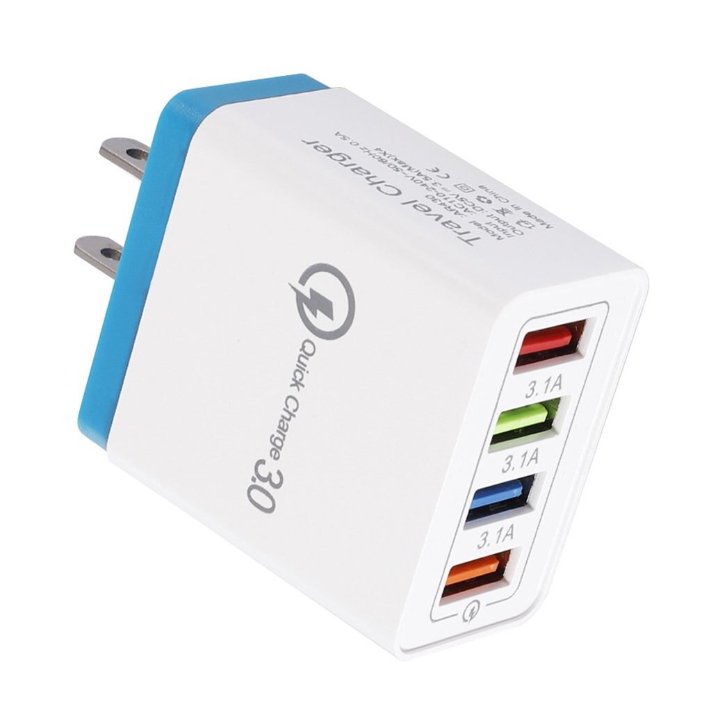 USB Charger 4 Ports Quick Charge 3.0 for iPhone XR Samsung Wall Mobile Phone Universal Adapter Fast Charging for Huawei Mate 30: charger 12 US