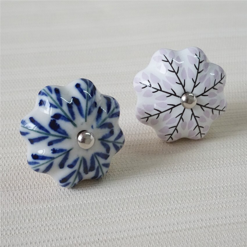 Ceramic Dresser Pulls Knob Flower Drawer Knob Kitchen Cabinet Pulls Cupboard Knobs Handles Door Handle Knob Furniture Hardware