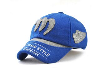 Xeongkvi koreansk høst vinter låve baseball caps merke broderi bokstaver m ørebeskyttelse bomull luer til gutt og jente: Blå / 52-56cm