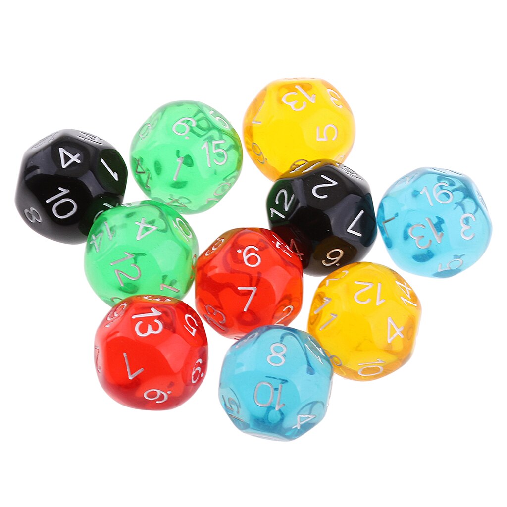 Parti 10 stk terninger til at spille 16 ansigter  d16 terninger klar akryl til d  \u0026 d trpg brætspil