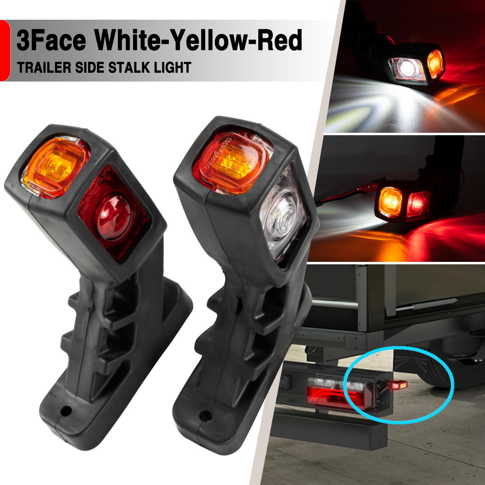 Waterproof Stalk Side Marker Light Outline LED 3 Face Red Amber White Blinker Signal Lamp Trailer Lorry Truck Caravvan Camper