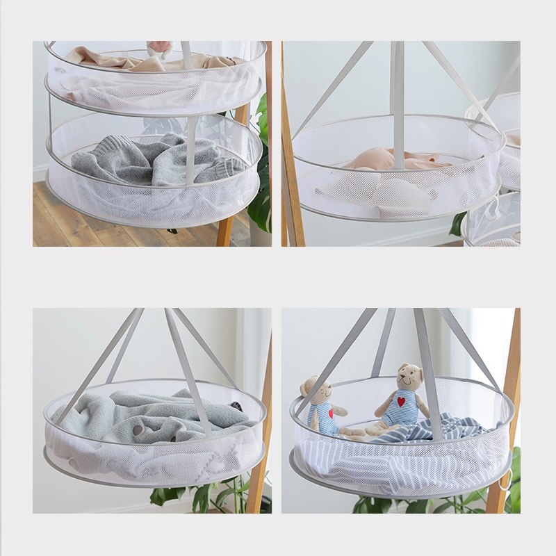 Double layer clothes basket Drying Nets Clothes drying net Windproof net bag Folding clothes hanger Hook type Drying Rack