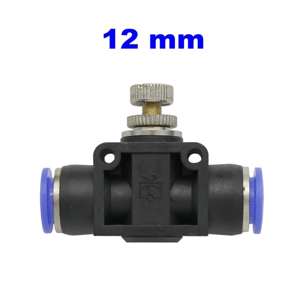 Pneumatic Airflow Regulator 4mm 6mm 8mm 10mm 12mm OD Hose Tube Gas Flow Adjust Valve Air Speed Control Valve Pneumatic Fitting: 12mm