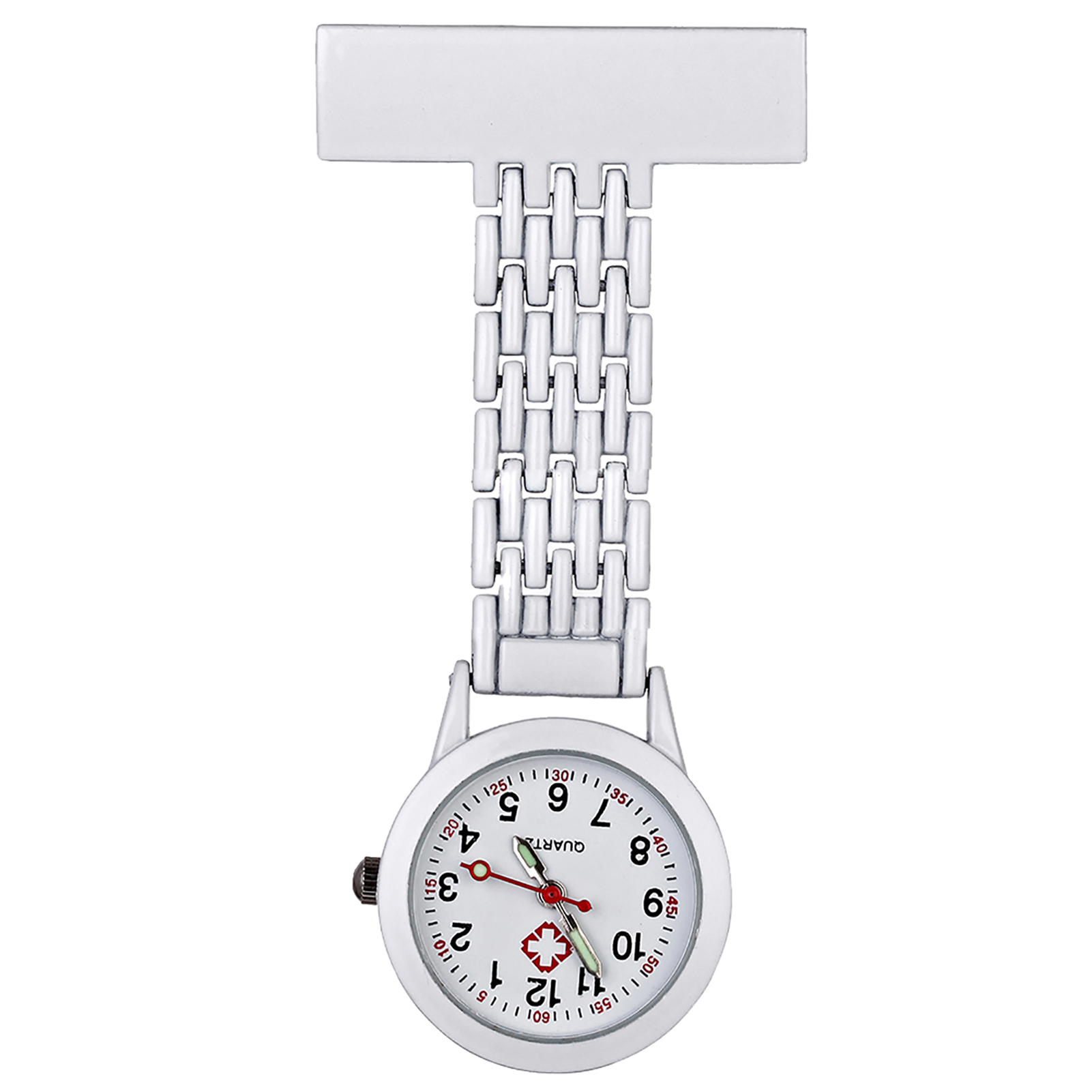 Nurse Quartz Horloge Broche Pocket Broche Verpleegkundige Pocket Verpleging Horloge Quartz Horloge Decor Accessoire Verpleegkundige Zakhorloge: WHITE