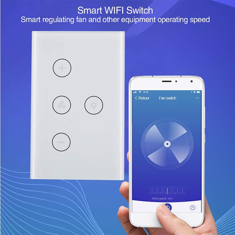Smart WiFi Fan Light Switch, In-Wall Ceiling Fan Lamp Switch Works with Alexa, Google Home Assistant [VoiceRemoteTouch Control]