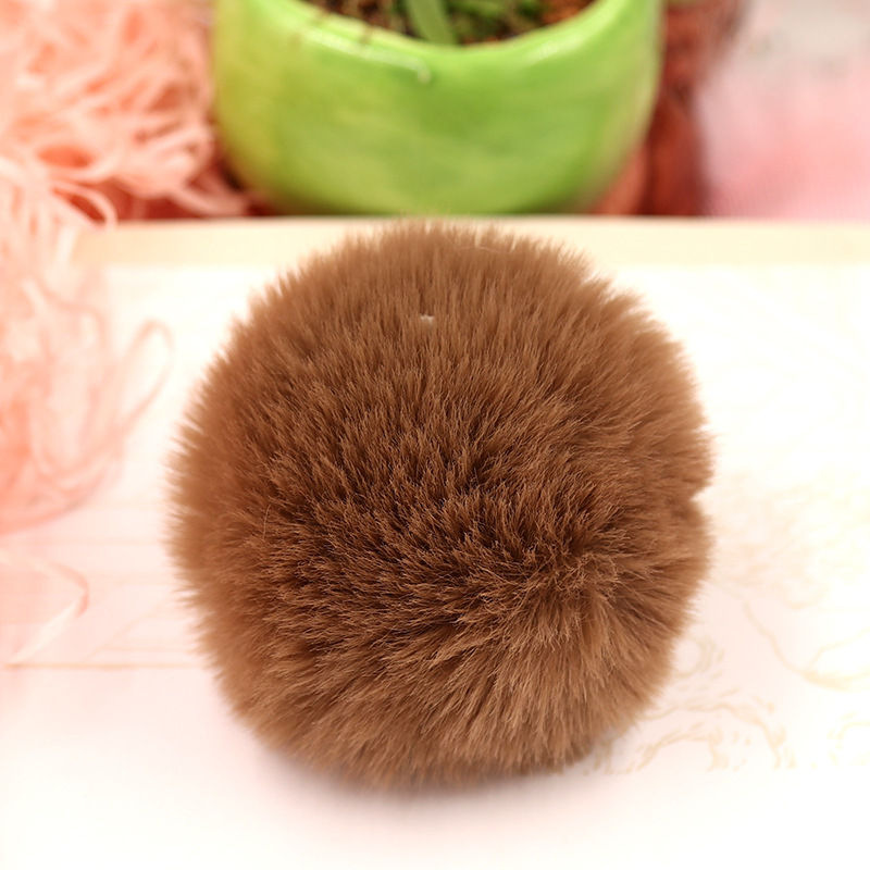 6cm Rex Rabbitt Haarbal Mooie Pluizige Stof Pompom Vrouwen Tas Sleutelhanger Hoofdband Speelgoed DIY Accessoire Sieraden Grote Zachte harige Pompons: Coffee