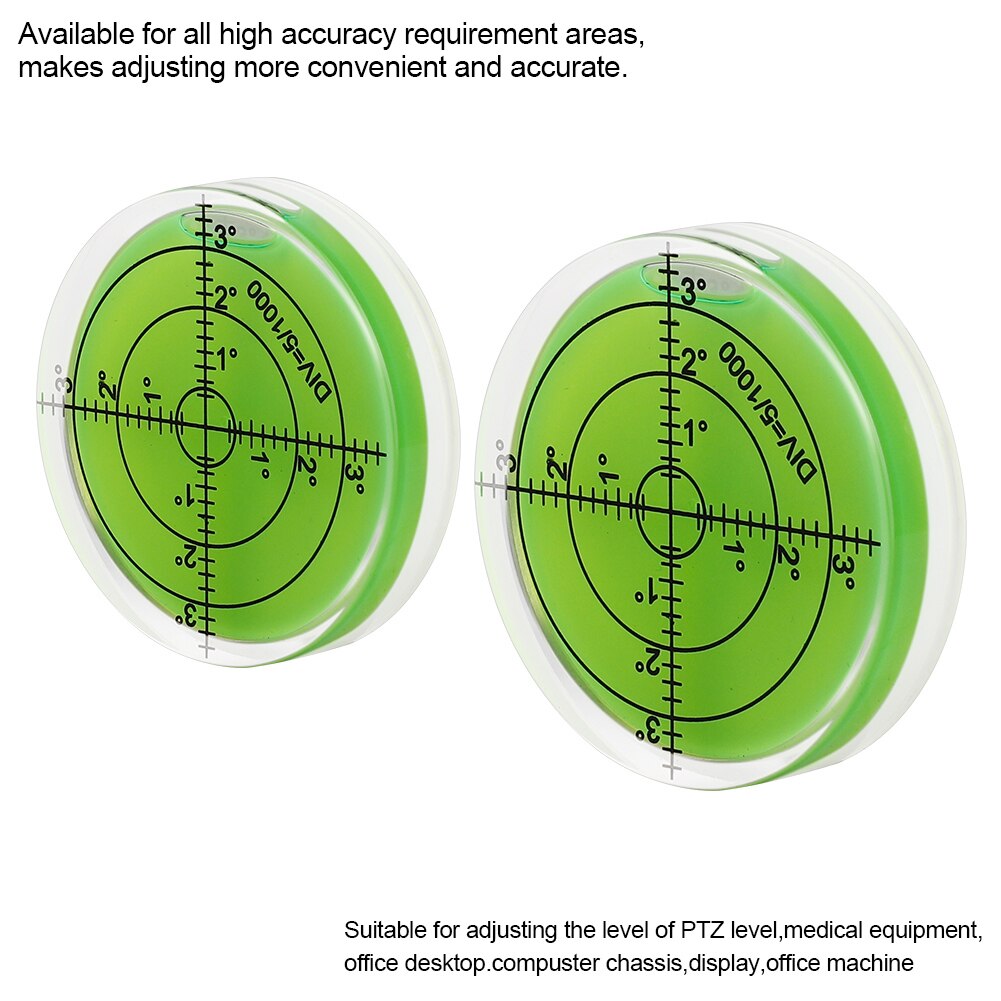 Universal Green Circular Bubble Level Bullseye Spirit Level Bubble Round Bubble Level Measuring Instruments Tool 60X12 mm