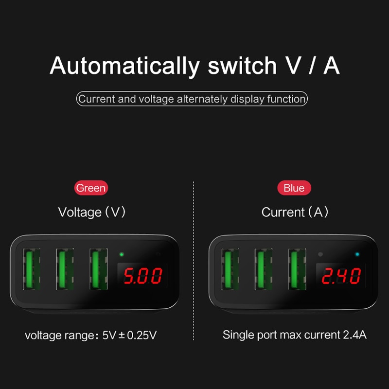 Usams 3 Usb Telefoon Oplader Mobiele Telefoon Oplader Led Display Max 3A Eu Wall Charger Voor Iphone Samsung Xiaomi Charger usb Adapters