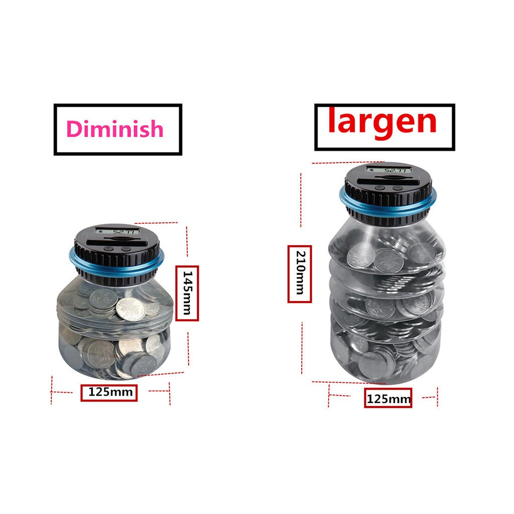 Tirelire numérique, pot d'économie d'énergie transparent avec écran LCD, pièce de monnaie USD EURO GBP, directe Z108