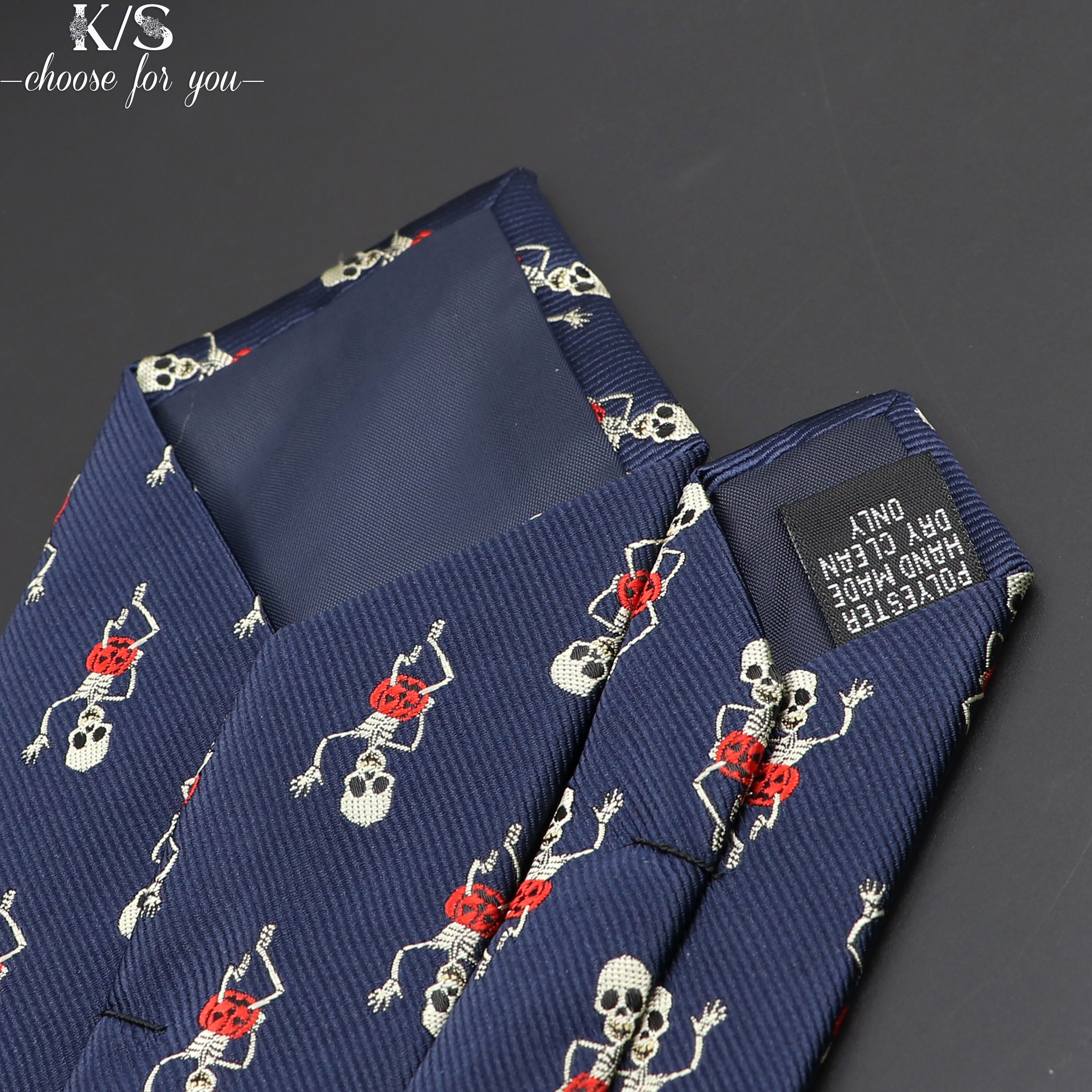 décontracté crâne cravates pour hommes classique mince 8cm Polyester cravates homme cravate pour hommes mariage marié cravate d'affaires