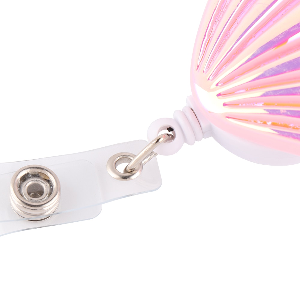 6 colors Shell Shape Resin Pull Name ID Card Badge Reel Holder Nurse Badge Reel Clip Retractable Exhibition Chest Card