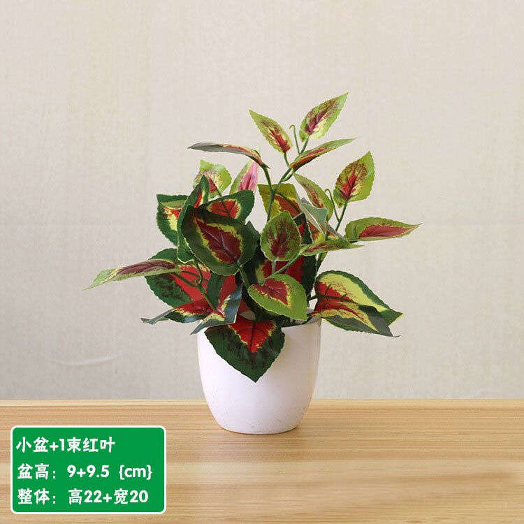 22cm artificiel vert aneth persan feuilles plantes bonsaï maison salon balcon bureau décoration blanc en pot plantes bonsaï: Style 16