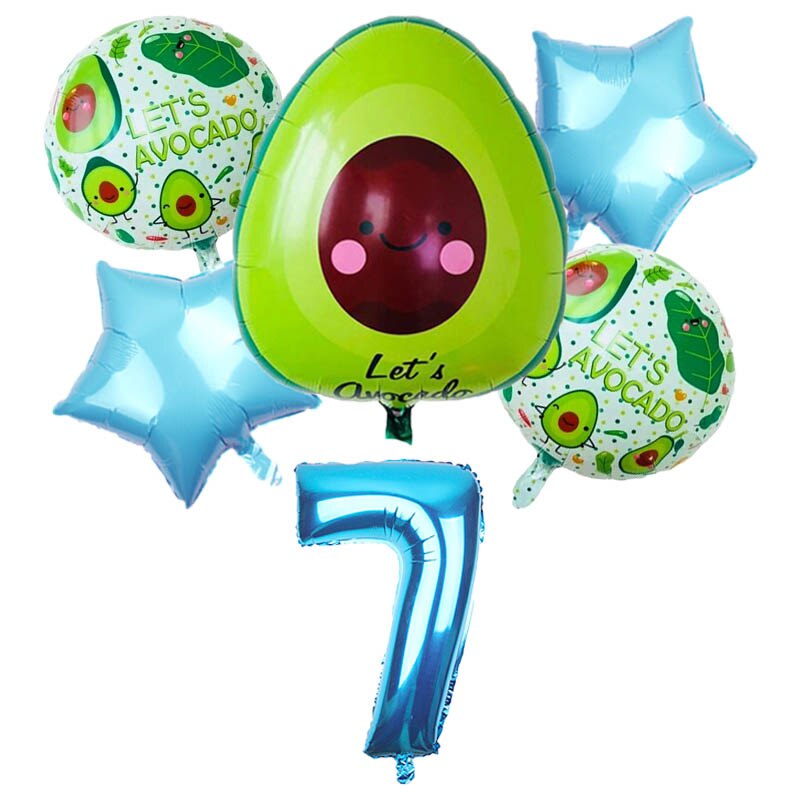 6 Stuks Helium Avocado Fruit Thema Party Ballon Cartoon Aluminium Folie Air Ballonnen Baby Shower Verjaardagsfeestje Decoraties Kids Speelgoed: Deep Blue