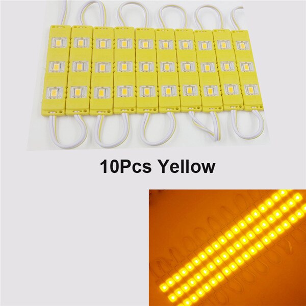 20ps 10ps ip65 5730 3 led modul vandtæt varm hvid, ren hvid, rød, grøn, blå, pink, gul sprøjtestøbningslys til  dc 12v: 10 stk gul