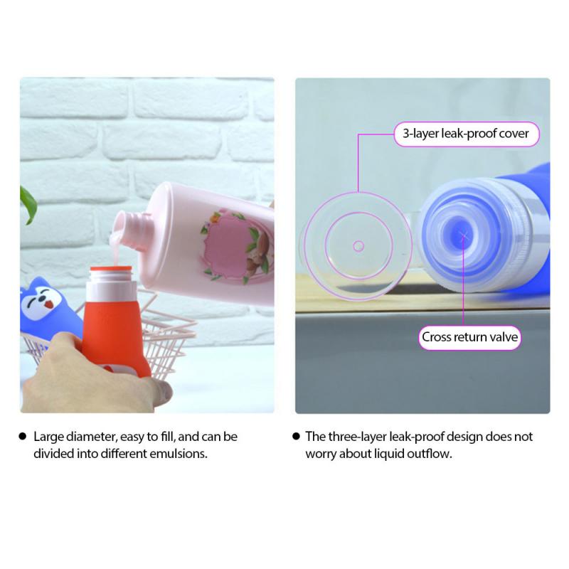 1 pièces shampooing Gel douche Lotion bouteille rechargeable stockage bouteille pots Portable Silicone voyage dessin animé ours Animal Case organisateur