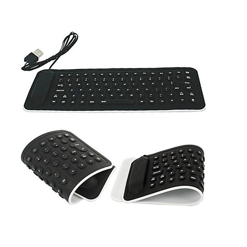 85keys Keyboard Silicon USB Interface Wired Keyboard Flexible Teclado PC Desktop Laptop Small Size Black Foldable Keyboard A88: Default Title